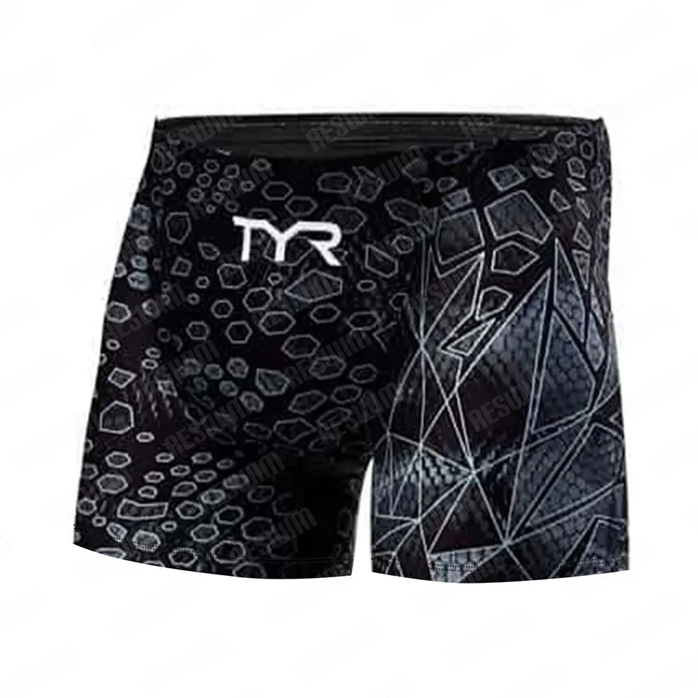 

New Men's Swim Shorts Athletic Jammers Swimsuit Beach Tights Shorts Training Swimming Trunk Lycra Quick Dry Surf Pants Plus Size