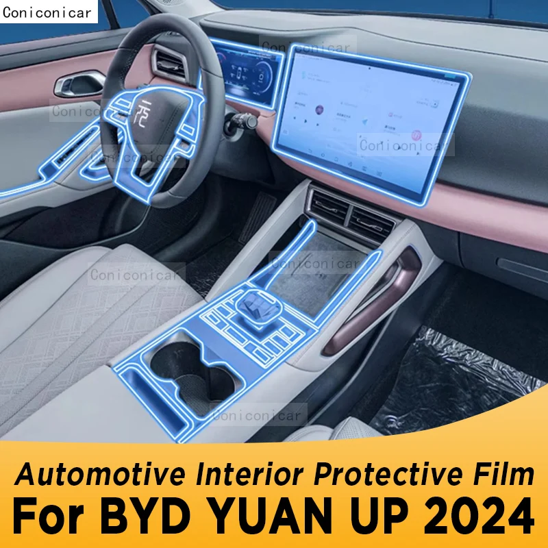 For BYD YUAN UP 2024 Gearbox Panel Navigation Automotive Interior Screen TPU Protective Film Cover Anti-Scratch Sticker