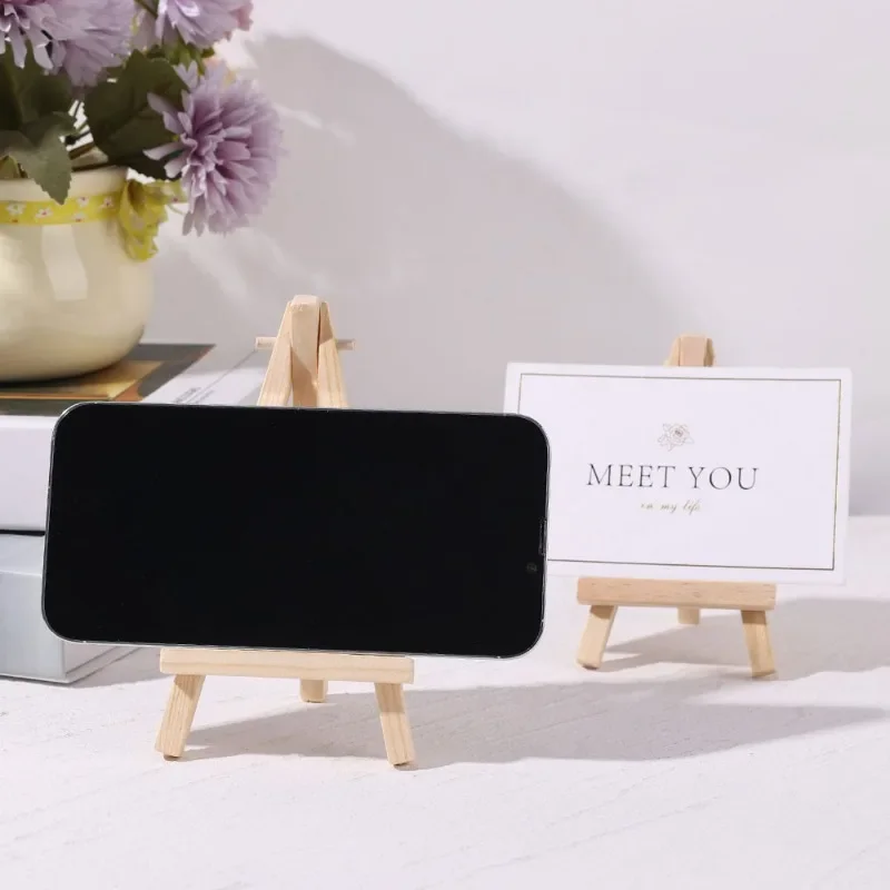 2Pcs Small Desk Easels Mobile Phone Holder Wooden Tripod Easels Tabletop Display Stand for Cellphone Photo Chalkboard Signs