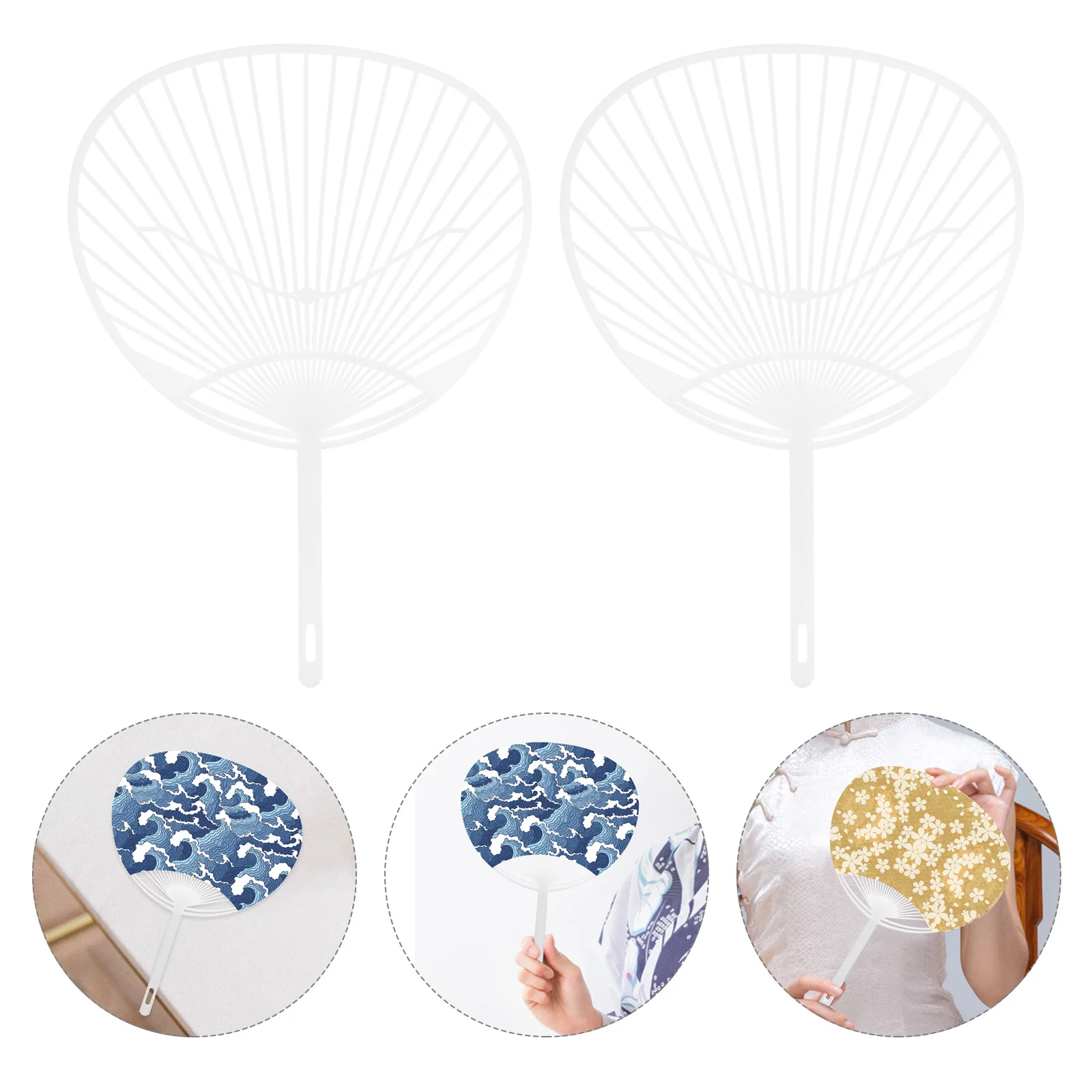 

20pcs Japanese Fan Uchiwa DIY Kit Hand-held Fan Framework for DIY Crafts (White) diy fan kit hand-held fan making