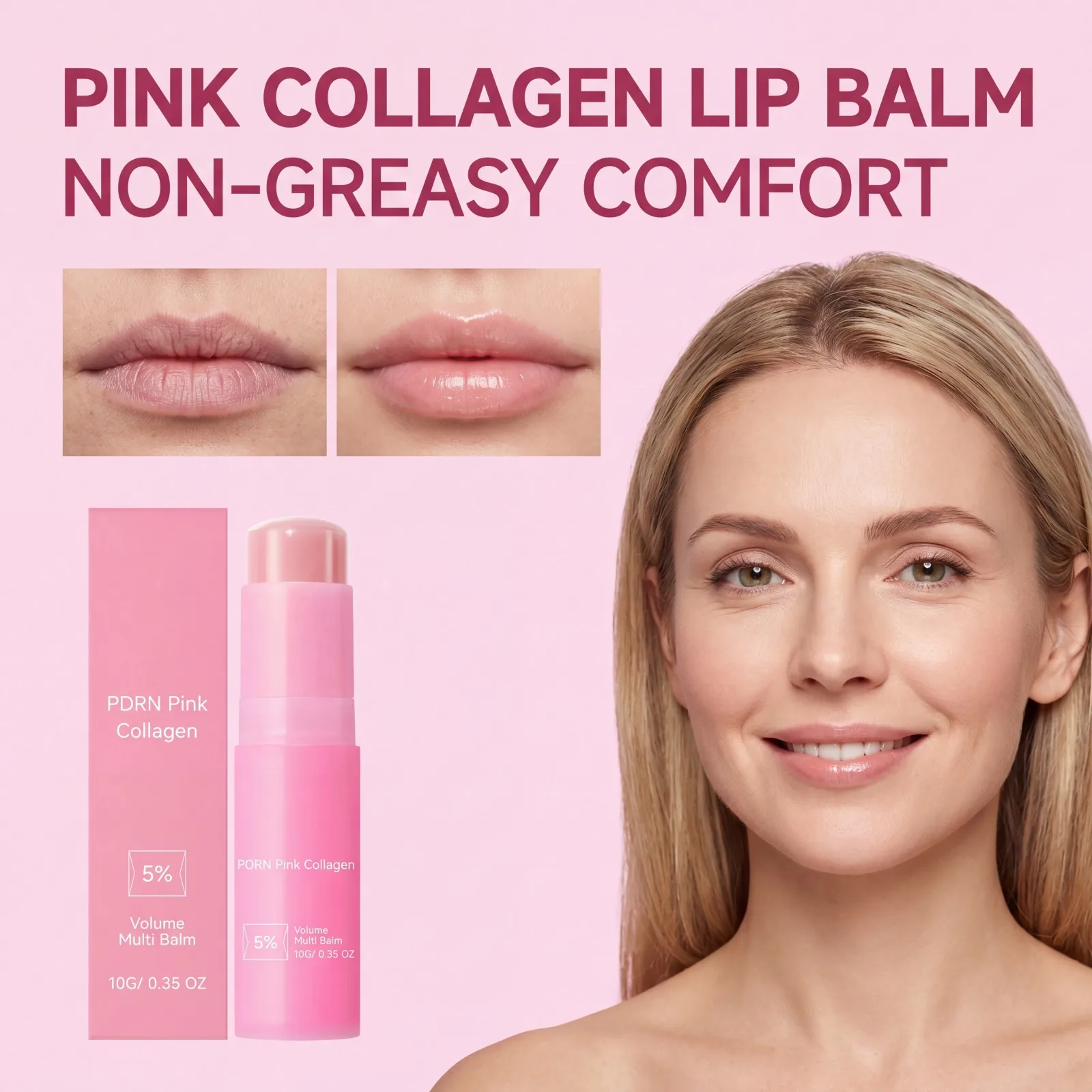 PDRN Pink Collagen Volume Multi Balm Stick&Serum 5% Volufiline Hydrating Firming Repair Balm for Face Neck Eye Area Skincare