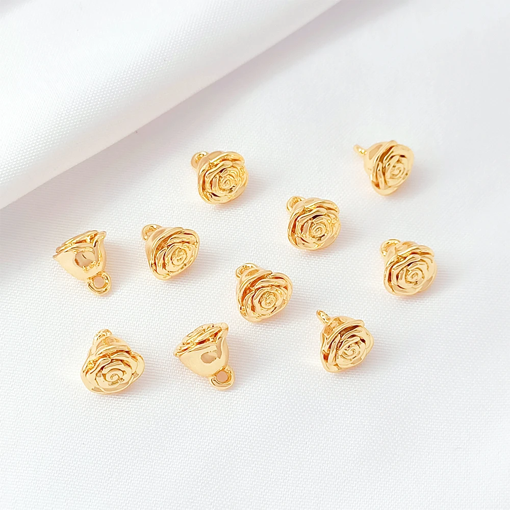 Brass Coated Gold Ringflower, Rose, Cherry Blossom Pendant DIY Jewelry Making Necklace, Bracelet, Clothing Accessories Materials