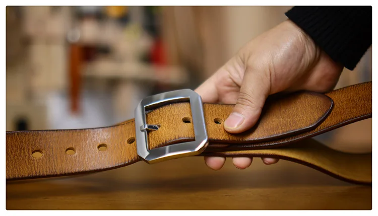 High Quality Thickened Pure Steel Needle Buckle Men's American Retro Belt Versatile Casual Fashion Cowhide Design Waist Belts