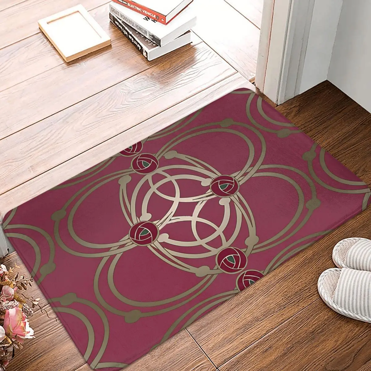 Art Nouveau Rose Gold Meme Y2K Non-slip Doormat Carpet Living Room Kitchen Mat Outdoor Flannel Decor