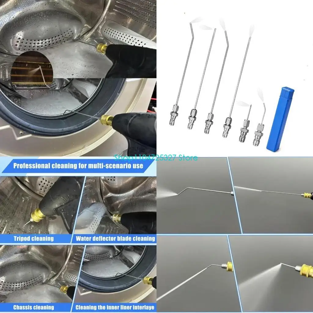 

D8KF 6 шт., распылительная игла из нержавеющей стали, прямые/изогнутые насадки для чистки наконечников для дома