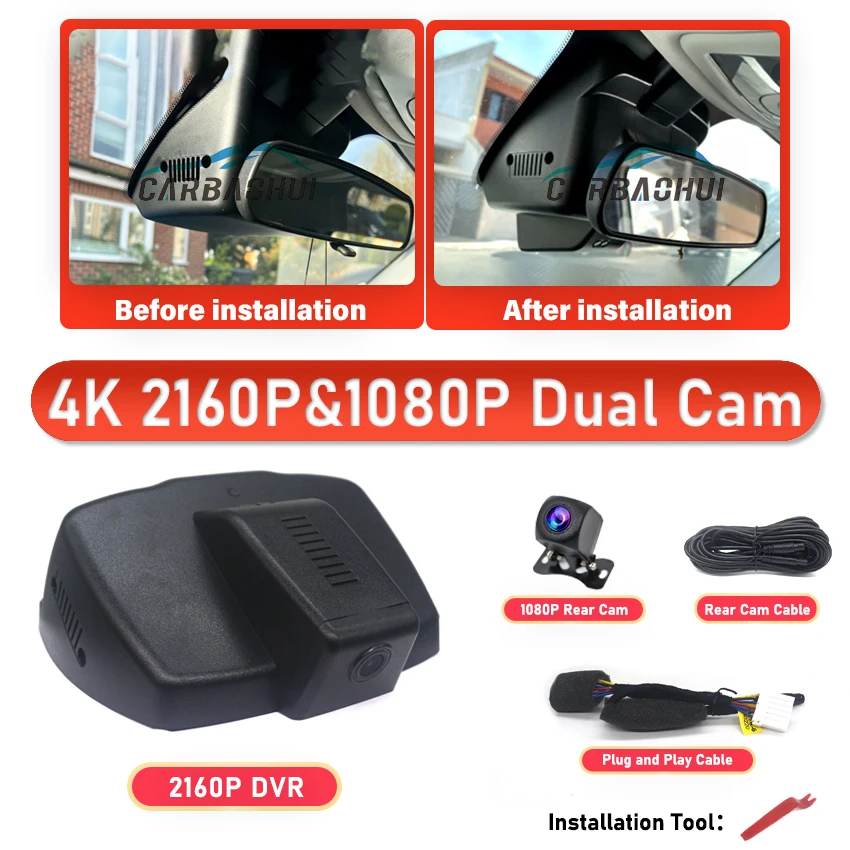 CARBAOHUI Dashcam für Jeep Renegade 2015-2018 2019 2020 2021 2022 Auto-DVR im OEM-Stil, unterstützt bis zu 128 GB, 4K Auto-Videorekorder, Dashcam 3