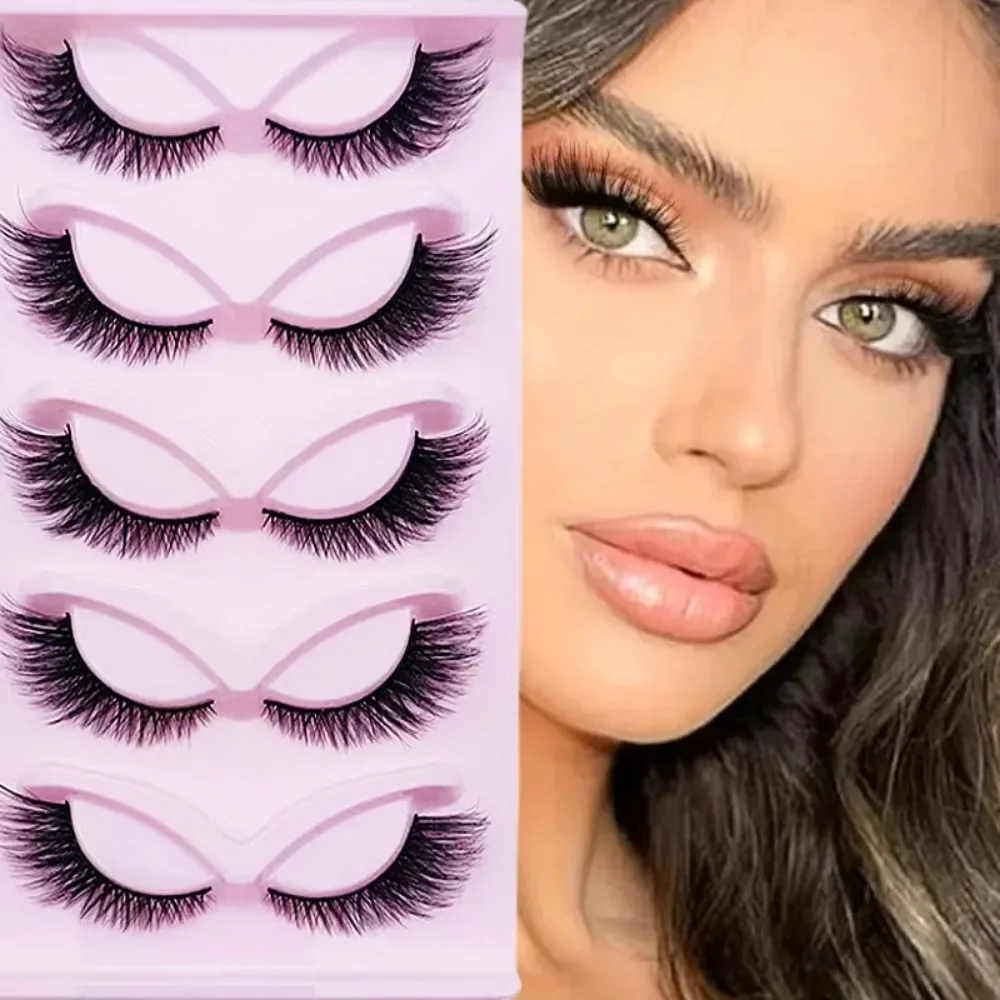 

5 Pairs Cat Eye Lashes Wispy Fake Lashes Fluffy Cat Eye Lashes Extensions False Eyelashe