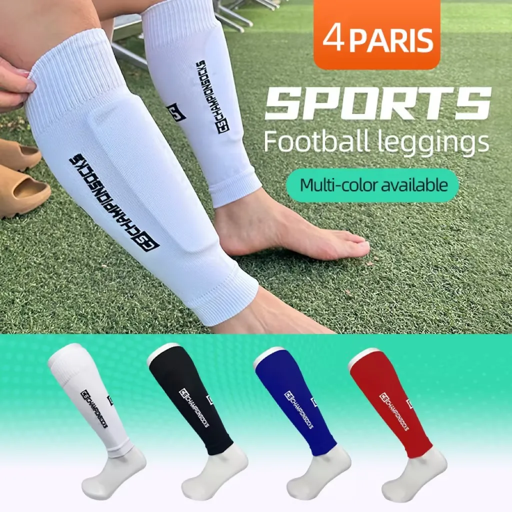 4 Pairs Men\'s Leg Guards Basketball Football Sports Socks Adult Youth Shin Guards Calf Socks  Breathable Over-The-Knee SOCKS