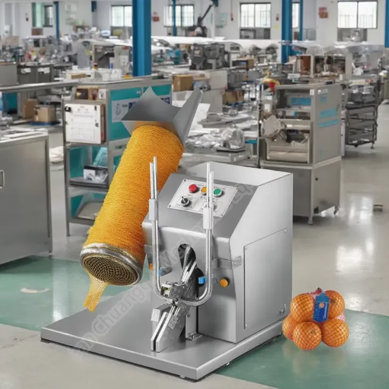 Automatic Ginger Mesh Bag Packing Machine PP Woven Net Sack Maker for Onion Garlic Potato Vegetable Packaging Equipment