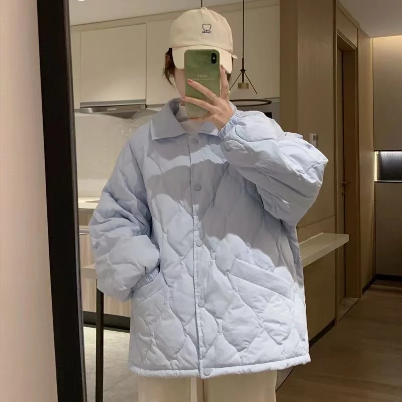 Lightweight Padded Cotton Jacket Women\'s Short Style Korean Loose Outerwear Warm Commute Windbreaker Polyester Fiber