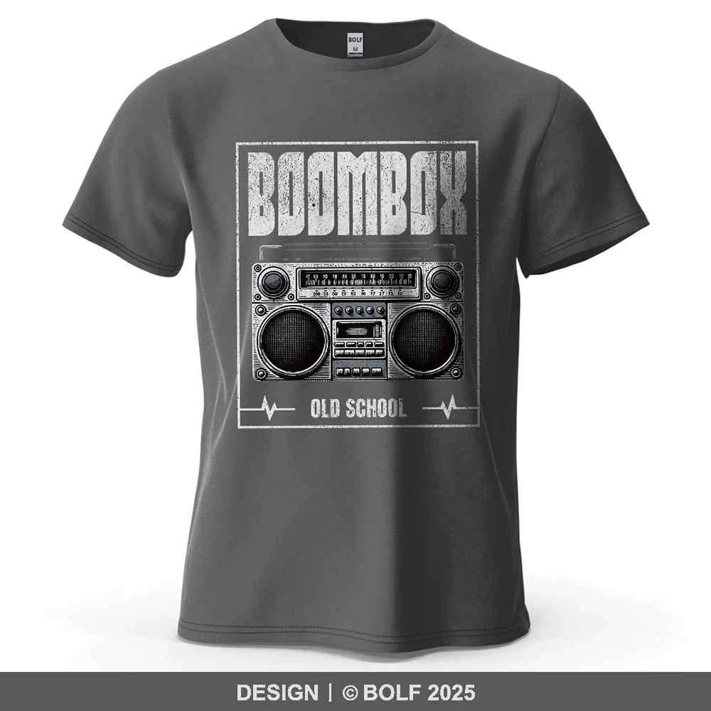 Boombox Hip Hop Bedrucktes Herren-T-Shirt aus 100 % Baumwolle, übergroße Vintage-Grafik-T-Shirts für Damen, Tops, T-Shirts, lässige Streetwear