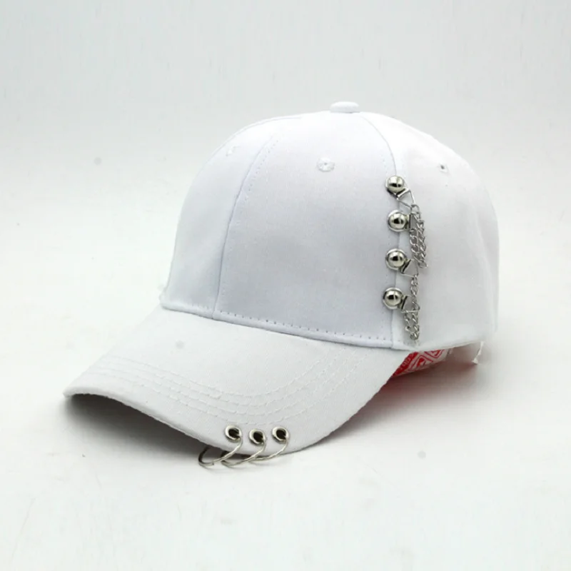 Gorra de béisbol con anillo de perforación, sombrero de papá, Punk, Hip Hop, algodón, informal, sólido, ajustable, Unisex