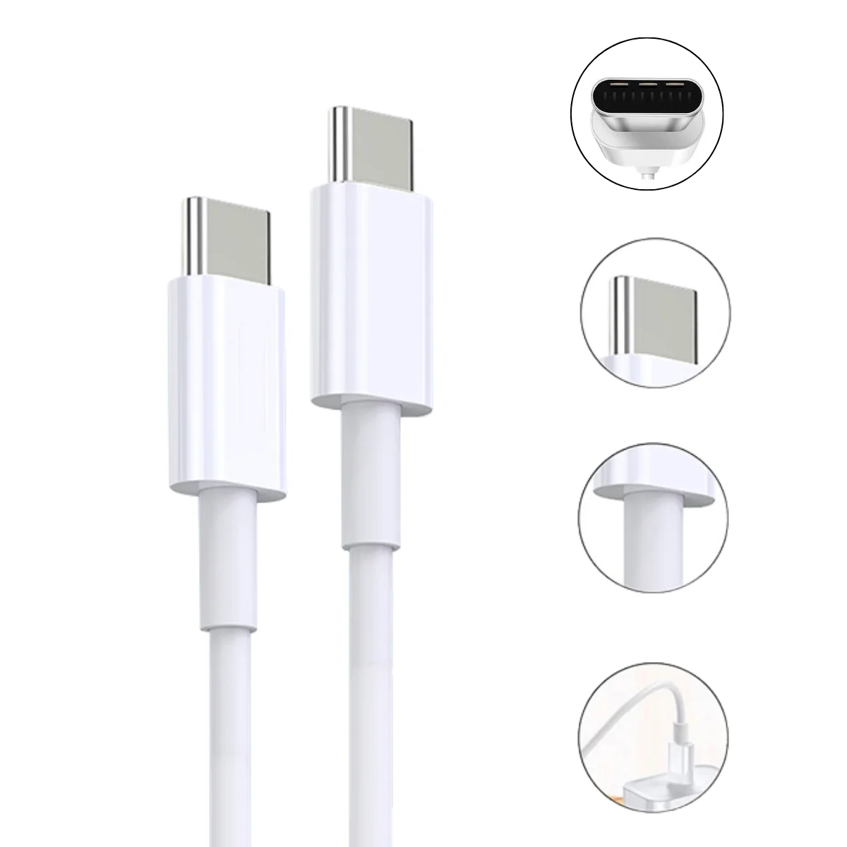 Kit 3 Cables Charger Data USB-C Double Two Equal Tips