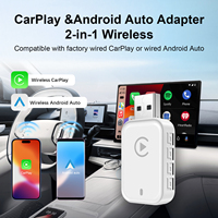 2-in-1 Wireless CarPlay Android Auto Adapter Plug and Play for OEM Car Systems with Compact Design Compatible with 99% of Cars