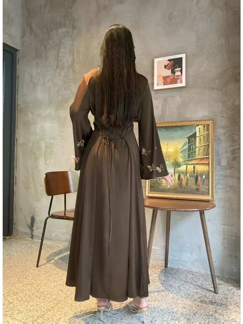Eid femmes Robe musulmane Abaya papillon nœud manches fête Jalabiya Ramadan robes longues robes Largos Robe arabe Maroc caftan