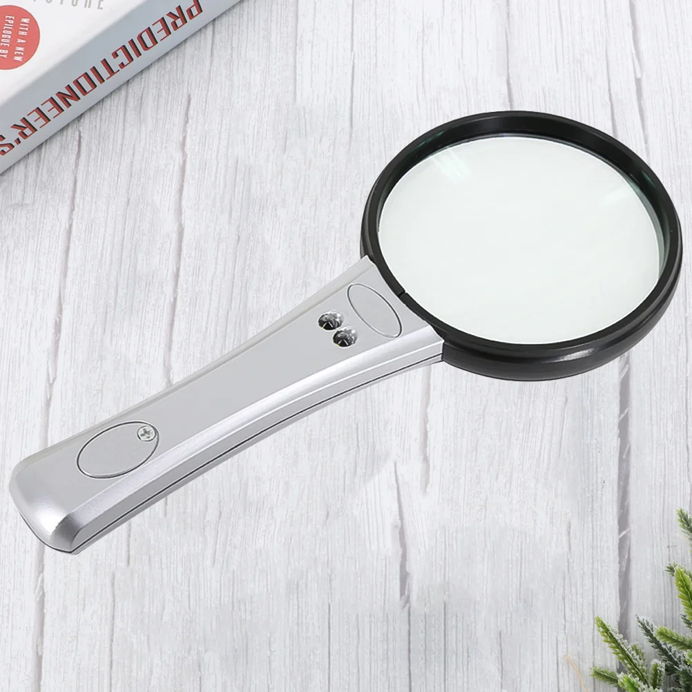 

Handheld Magnifying Glass with Light Portable Magnifier for Aged Reading Durable ABS Optical Glasses Silver Magnifying Lens
