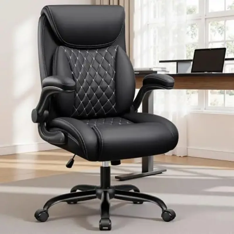 Office Chair, Ergonomic Computer Desk Chairs with Lumbar Support for Lower Back Pain Relief, Executive Leather Home