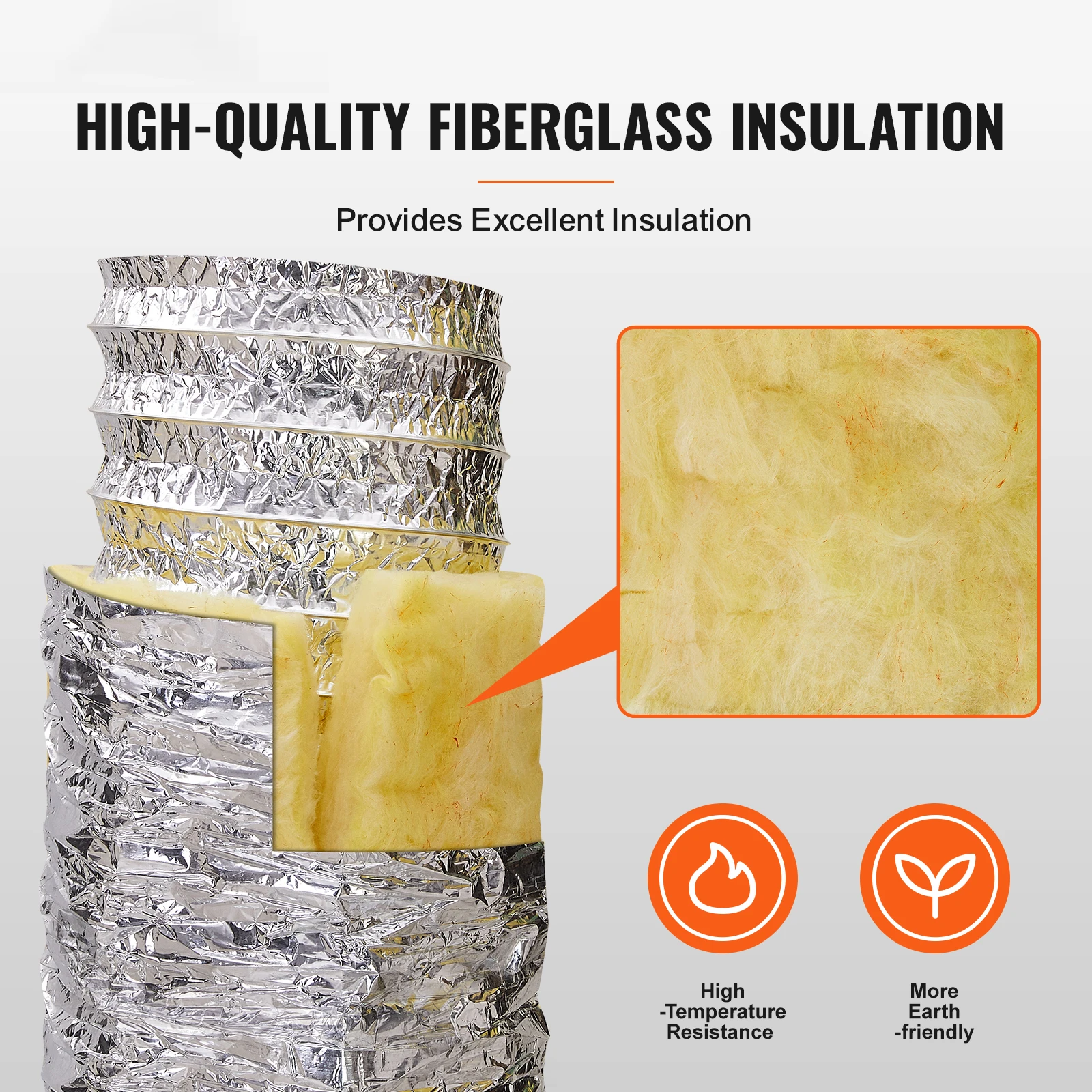 Dryer Vent Hose, 6'' Insulated Flexible Duct 25FT Long with 2 Duct Clamps, Heavy-Duty Three Layer Protection for HVAC Heating Cooling Ventilation and Exhaust, R-4.2 Flame Resistance Value