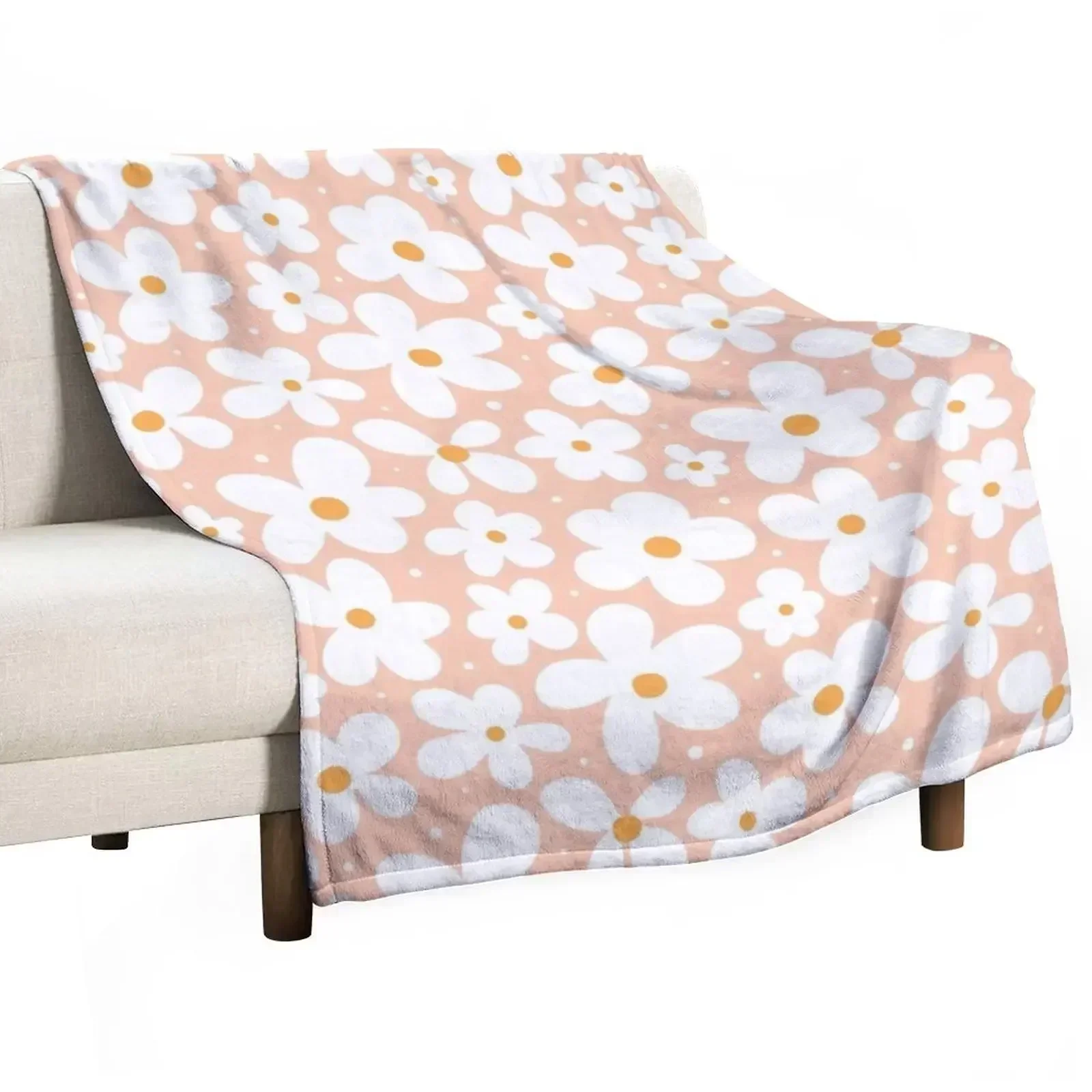 Groovy Daisies Floral Retro Daisy Pattern Blush Pink Throw Blanket Comforter for babies Sofa Blankets