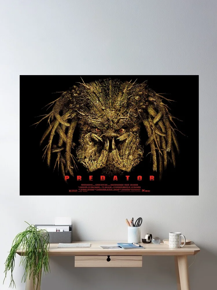 Predator close up of the alien predator Movie, Art Print Silk Poster Home Wall Decor