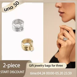 2024 Classic UNO DE 50 Fashion collared  Popular 925 Silver Ring for Women Jewelry