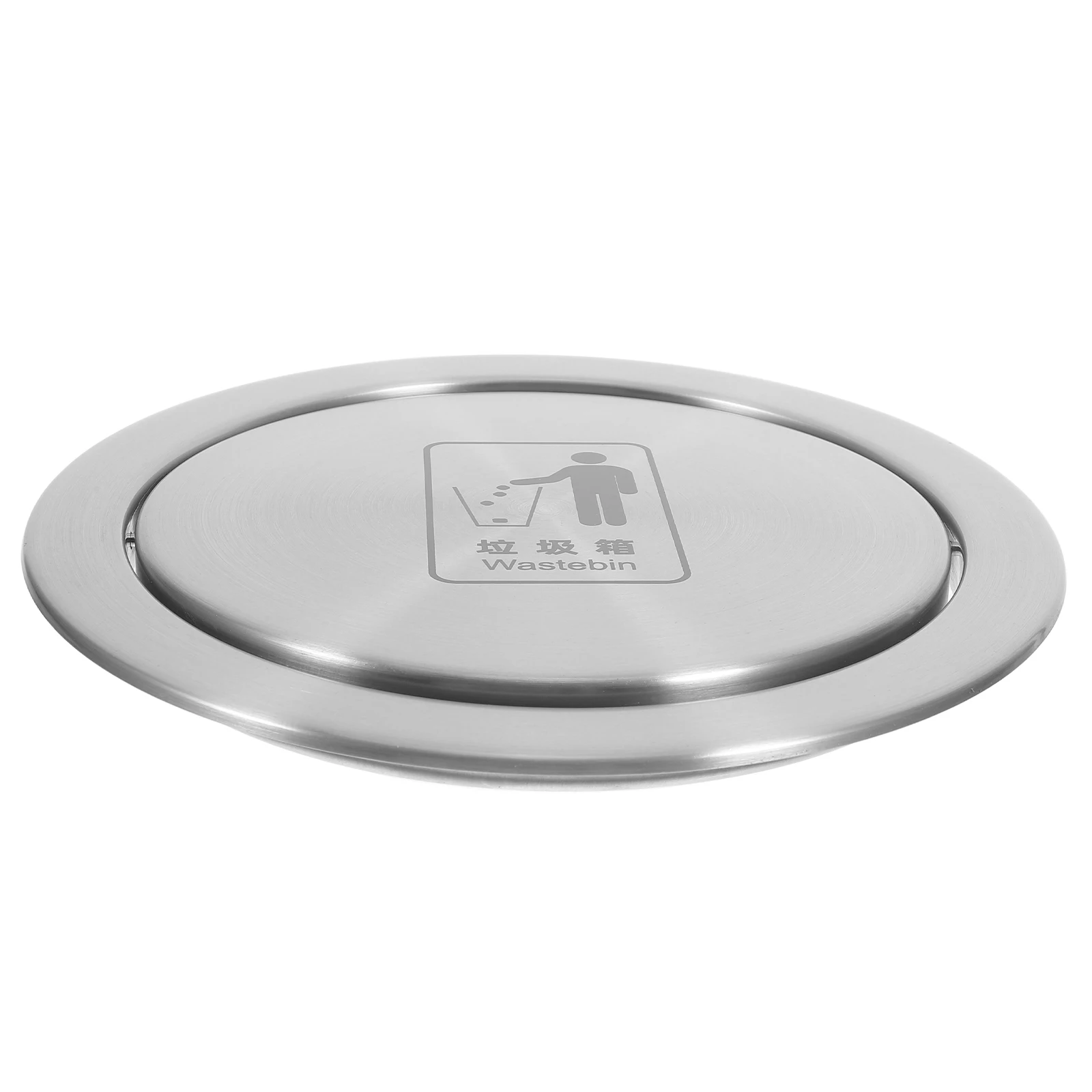 

Embedded Trash Can Lid Kitchen Bin Stainless Steel Countertop Garbage Cover Bathroom Home Office Round Cover Swing Flap Trash