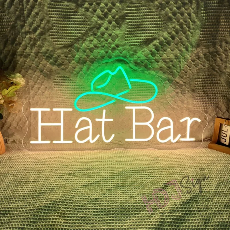 Hat Bar Neon Signs Cowboy Hat Neon Lights Bar Pub Man Cave Game Room Decorations LED Sign for Hat Shop Bedroom Party Decor