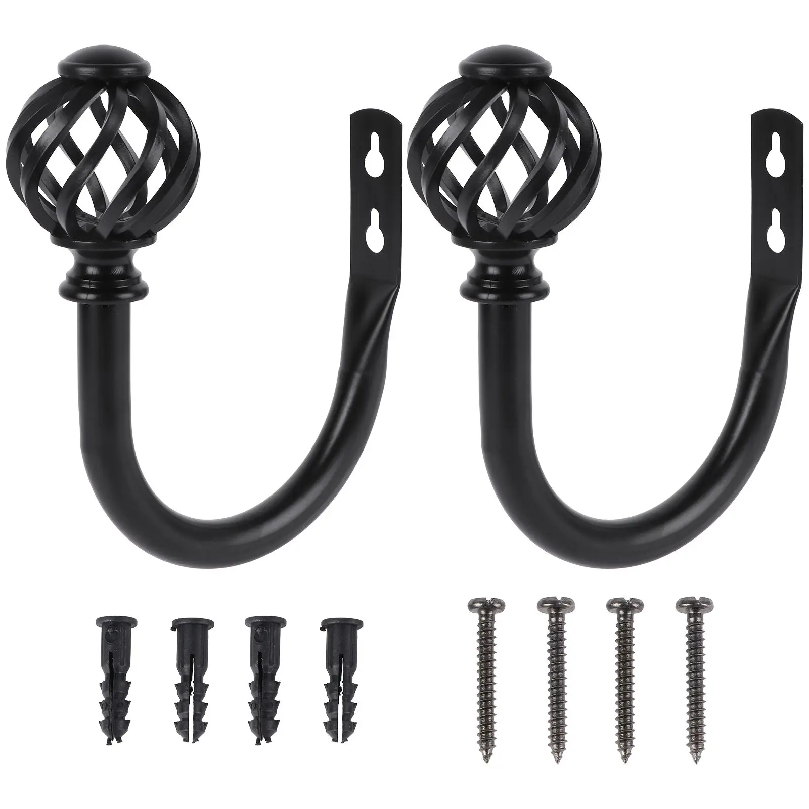 1 set Stainless Steel Vintage Curtain Hook Holder Fixator Decorative Accessory Hanging ganizer Bracket Rod Support Rail Hanger