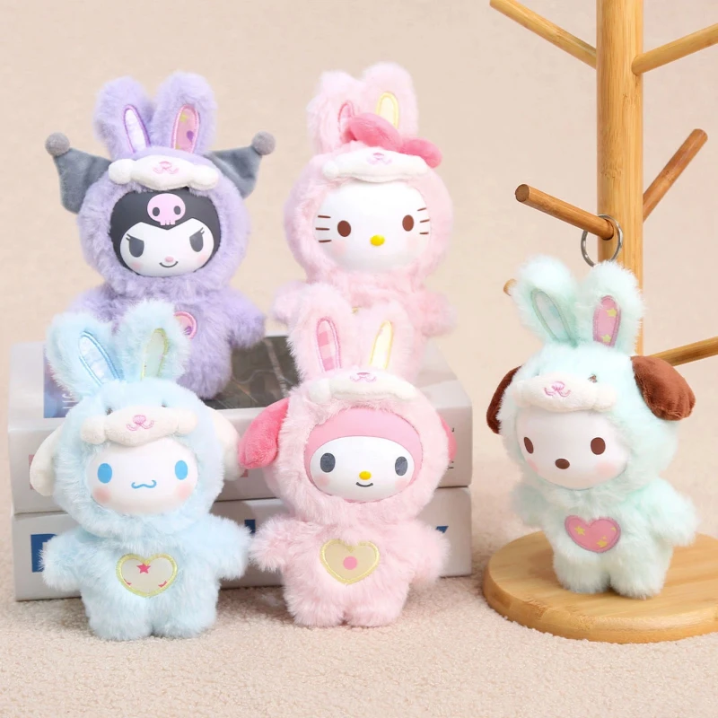 

Sanrio Pendant Cinnamonroll Kulomi Transformed Into Rabbit Vinyl Doll Small Pendant Cute Plush Toy As A Gift Souvenirs
