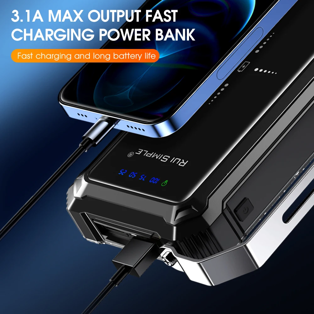 100W Smart Camping Emergency LED Portable Wireless Charging Power Bank Waterproof Super Bright Multi-Purpose Outdoor Flash Lamp