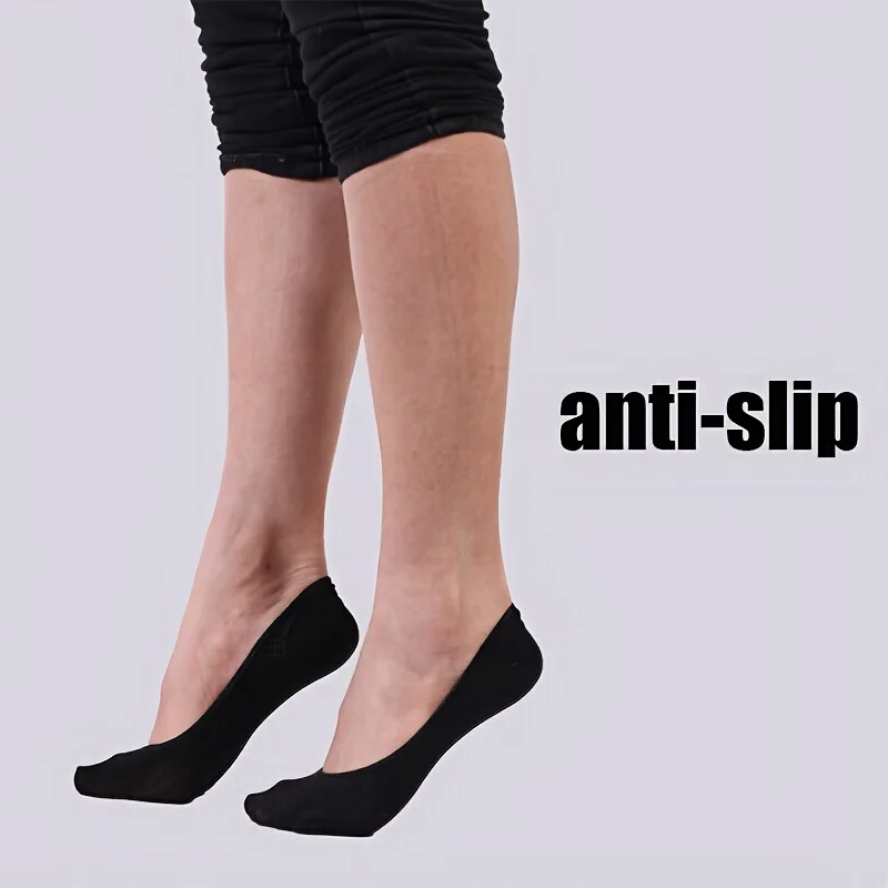 10 Pairs Women Solid Color Anti Slip Invisible Socks Spring Summer Thin Soft Comfortable Heel Protection Daily Wear Casual Socks