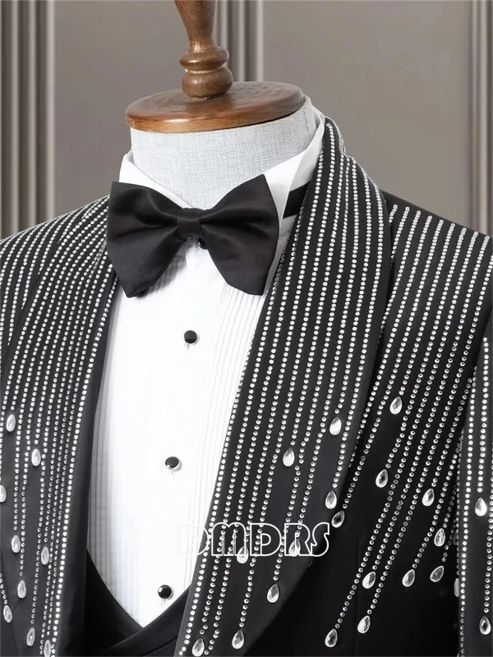 Premium Handmade Men's Suit - Luxury Tailored 3-Piece Wedding Tuxedo with Beads Business Formal Blazer Vest Pants, Custom Fit