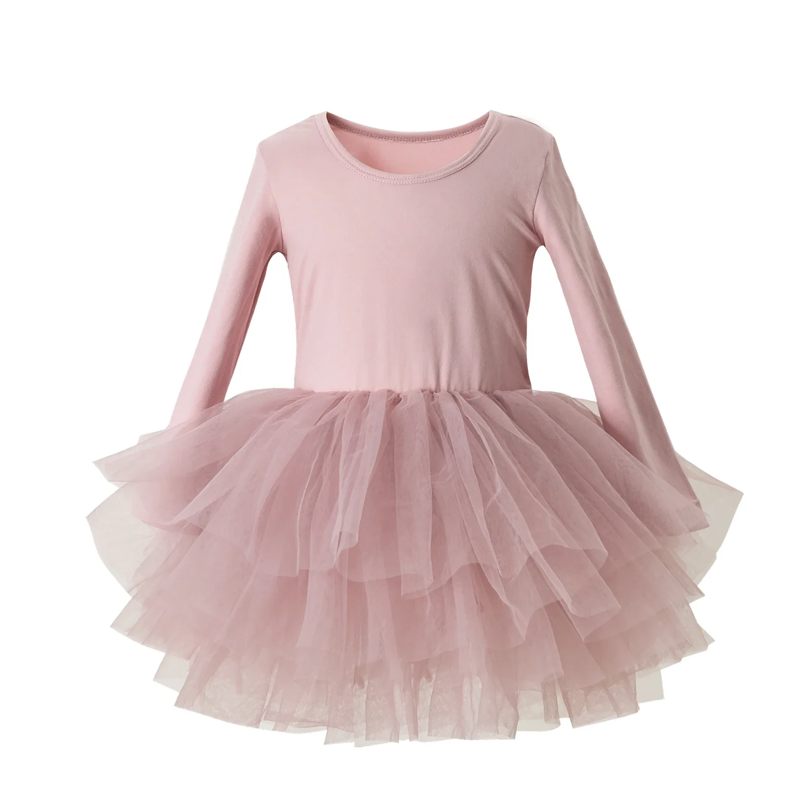 Girl Ballet Tutu Dress Fashion Kids Dancing Party Long Sleeve Vest Dress Performance Costume Princess Wedding Girl Dress L011