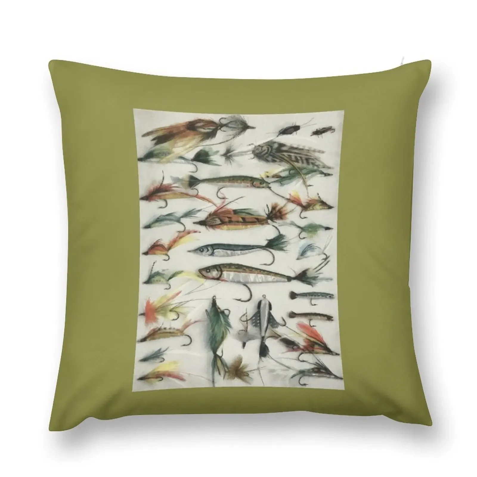 1920's Fishing Flies Throw Pillow anime girl Decorative Sofa Cushions Pillows Aesthetic covers for pillows pillow