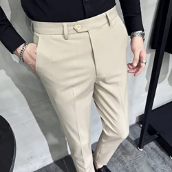 40 42 yaz ayak bileği uzunluğu iş takım elbise pantalonları erkekler rahat ofis sosyal Suit pantolon düğün parti Streetwear pantolon erkek giyim