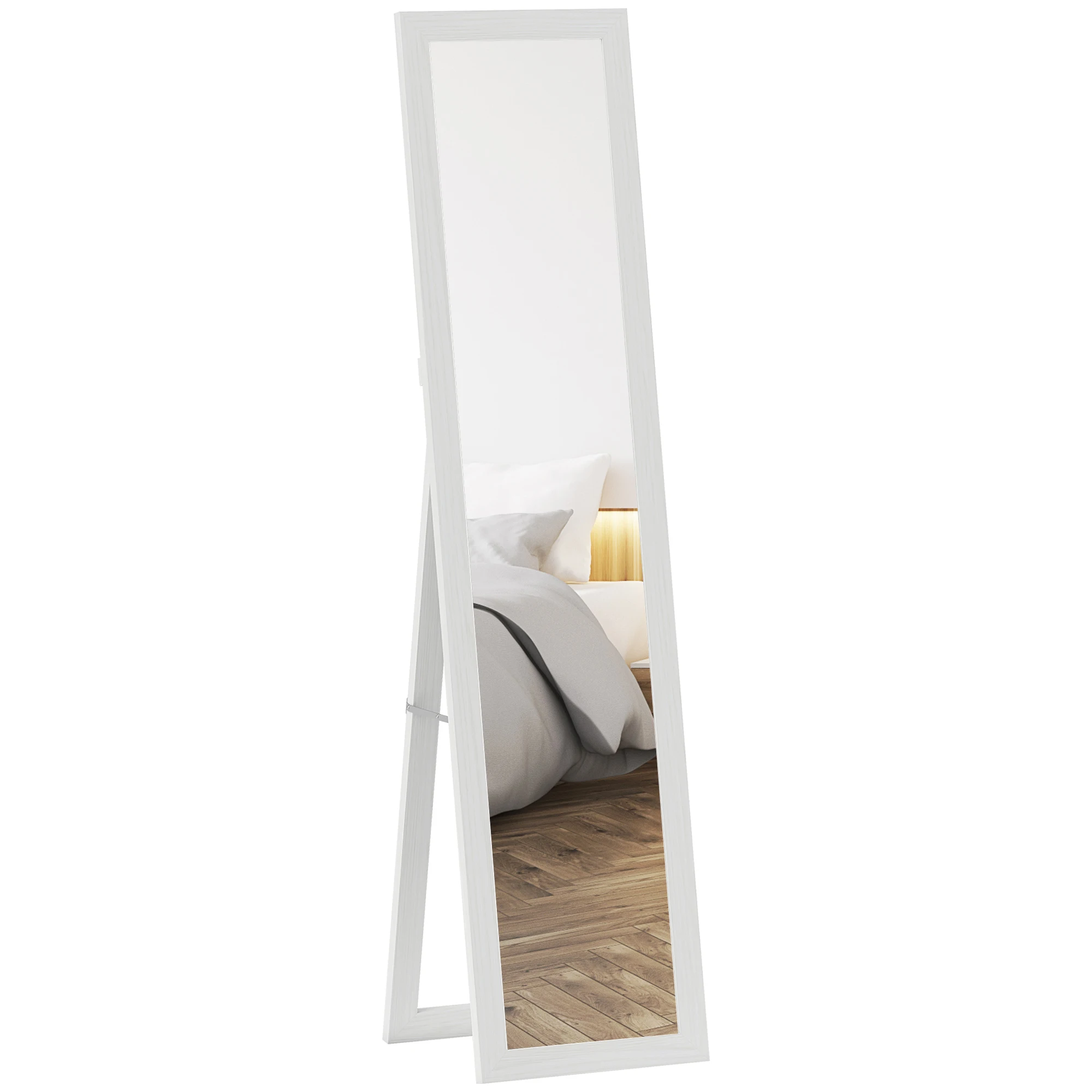 Specchio Homcom a figura intera 157X37 cm con cornice in MDF Specchio da terra inclinato o sospeso con vene bianche