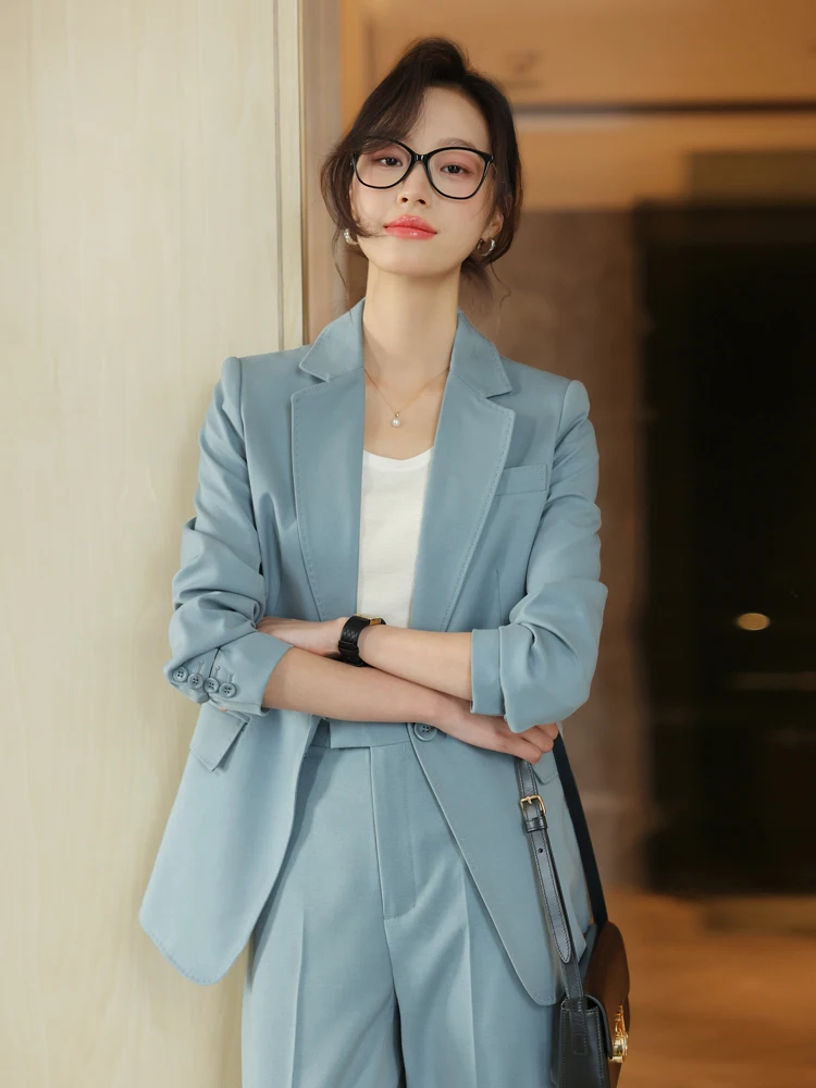 

Женский деловой костюм Ele Commute Sle с подплечниками, прямым вырезом на лацканах, длинными рукавами, весенний, новый дизайн, стройнящий силуэт