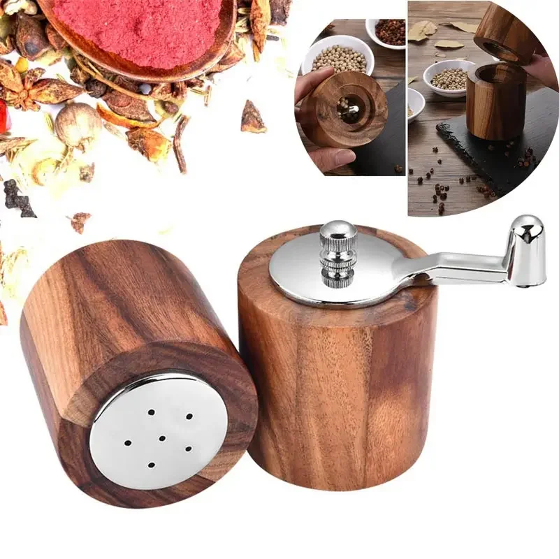 Wood Hand Pepper Grinder Salt and Pepper Grinder Adjustable Mills Gourmet Precision Mechanisms and Premium Sea Salt Peppercorns