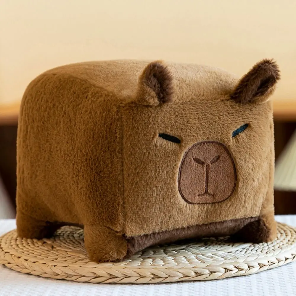 Birthday Gift Block Capybara Plush Toy Cute Square Capibara Anime Fluffty Toy Cartoon Soft Capybara Plush Doll Birthday Gift