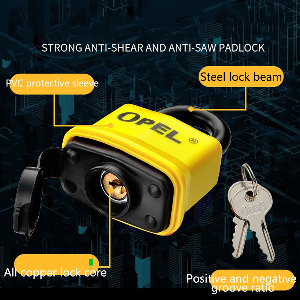 Security Iron Padlock Outdoor Shackle Lock Strong Steel Padlock with Pvc Protective Cover Waterproof & Dustproof Lock