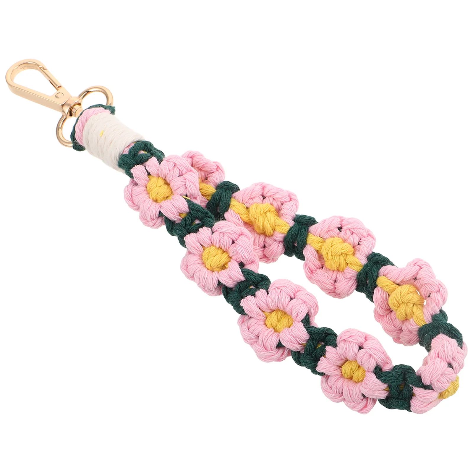 

Handmade Bohemian Lace Keychain Daisy Woven Wristlet Lanyard Wrist Strap Phone Strap Boho Style Keychain Boho Lanyard