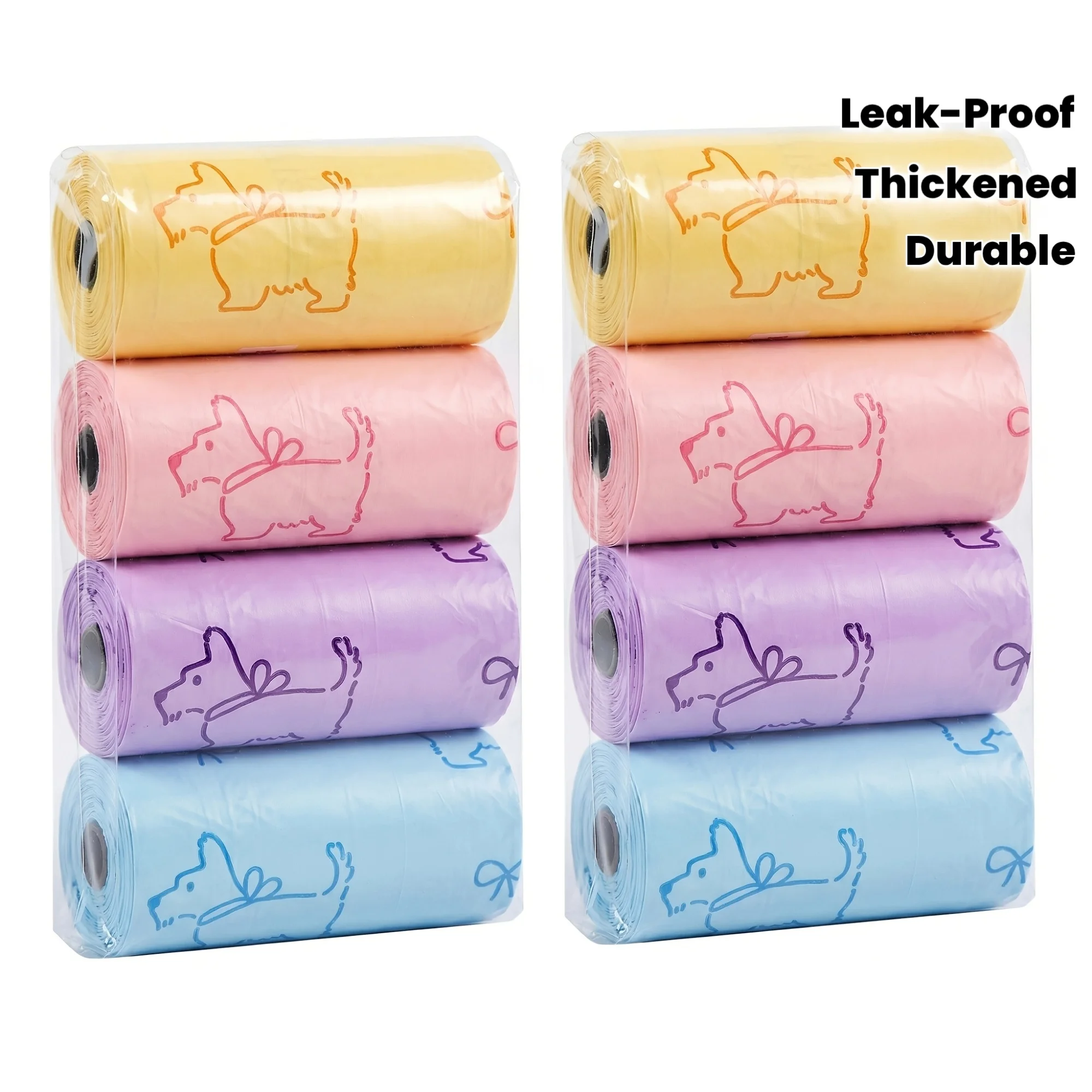 120 unidades / 8 rollos de bolsas para excrementos de mascotas en colores macaron |   Bolsas para pañales gruesas, portátiles, a prueba de fugas y duraderas