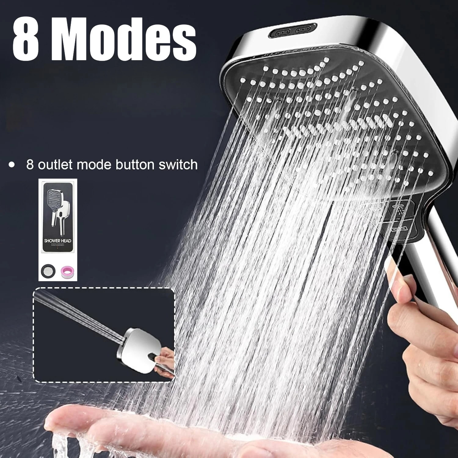 12cm Quadratischer Großer Duschkopf mit Filter Badezimmer Hochdruck Wassersparender Regenduschkopf Multifunktionale Düse
