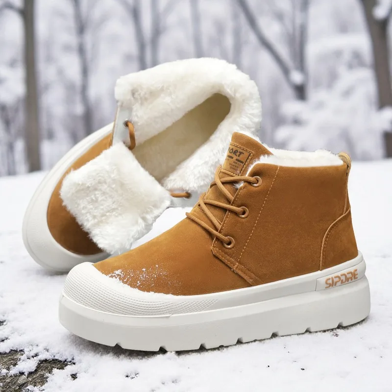 

Winter New High-top High-quality Round-toed Flat-bottom Anti-slip Color-blocked Warm Cotton Shoes and Fashionable Snow Boots