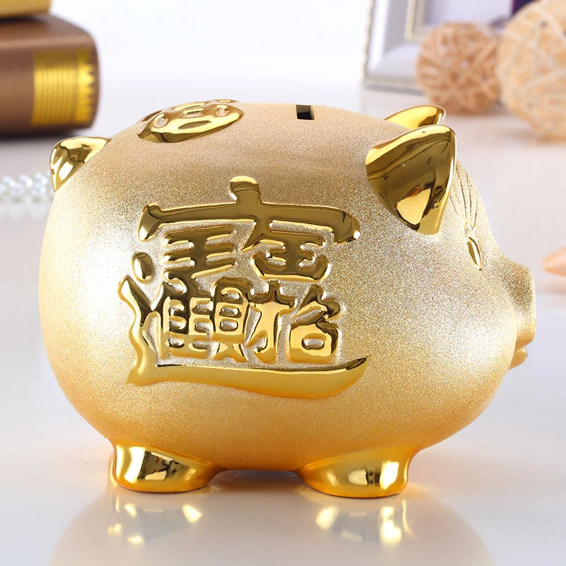 Child Original Piggy Banks Coin Safe Mysterious Piggy Bank Does Not Open Original Golden Huchas Originales Home Decoration