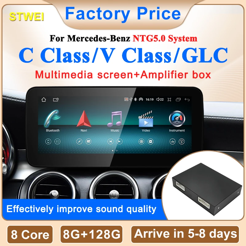 STWE New NTG5.0 Product With No Delay screen For Mercedes Benz C-Class W205 GLC X253 V-Class W447 Wireless CarPlay Auto GPS Navi