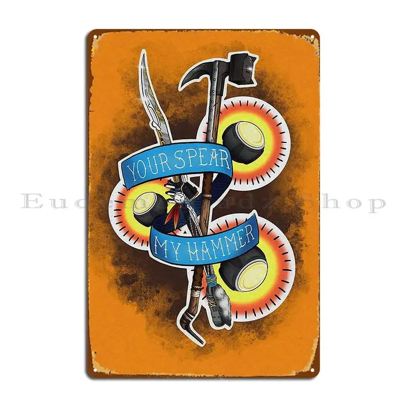 Spear And Hammer Metal Sign Club Bar Cinema Character Wall Decor Create Tin Sign Poster