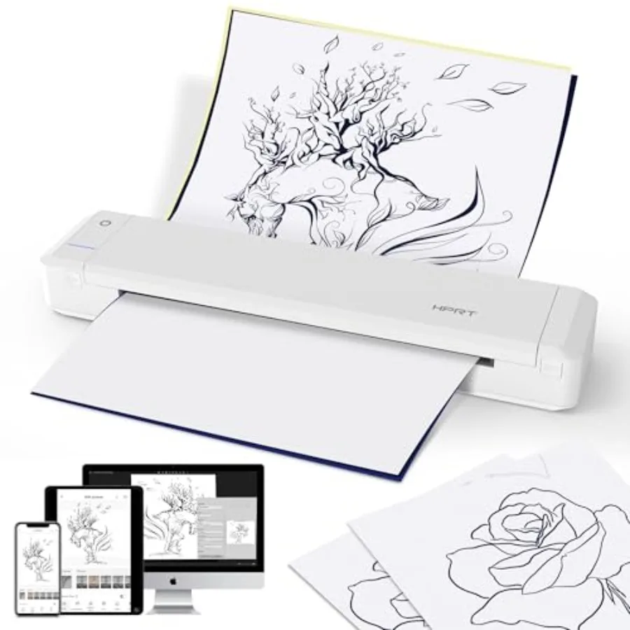 MT866 Thermal Tattoo Stencil Printer Kit with Wireless Bluetooth Connectivity for Use on Smartphones Tablets and Laptops Ideal