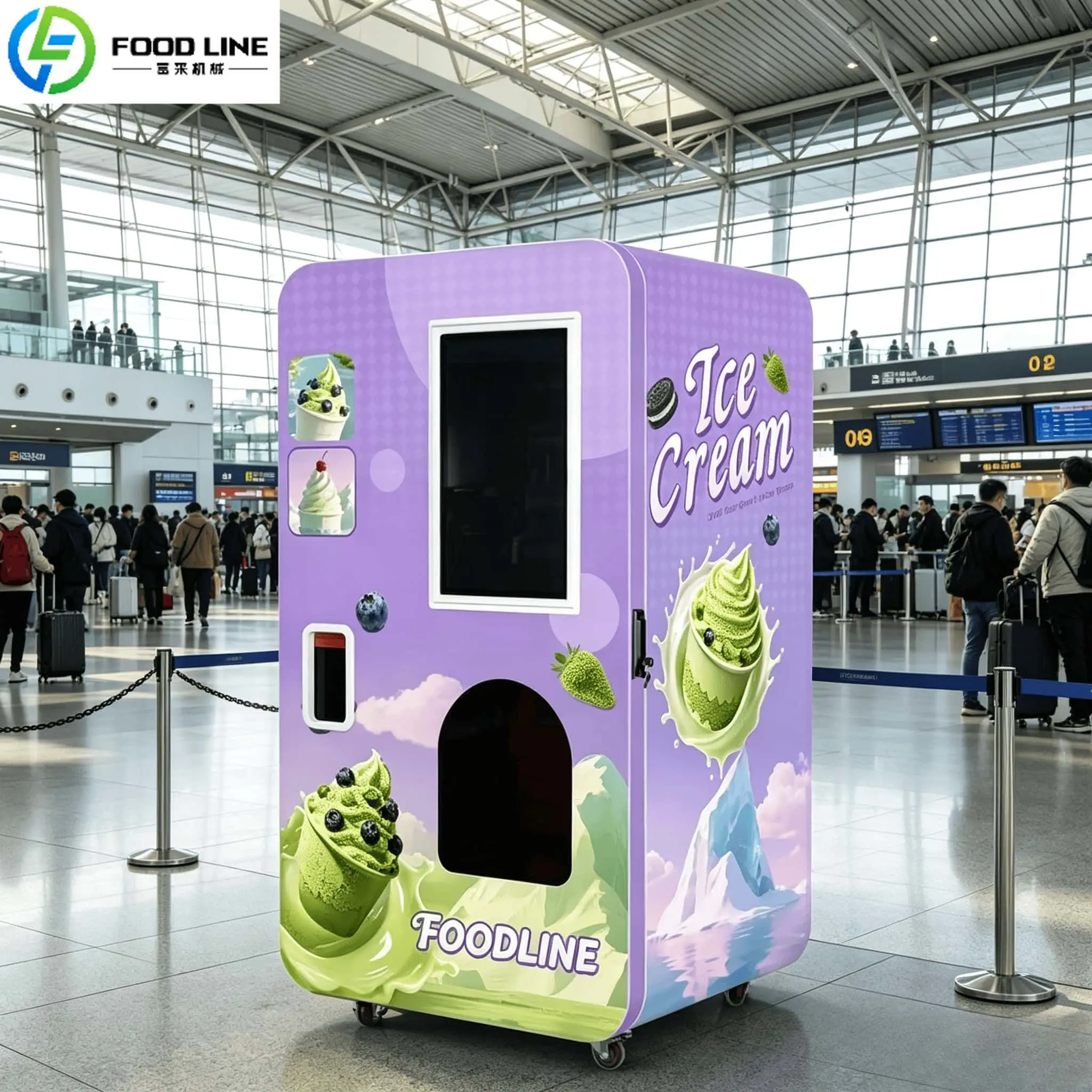 FOODLINE Hotel Lobby Ice Cream Vending Machine Silent Freezing System Multi Flavor Unmanned Self Service Equipment