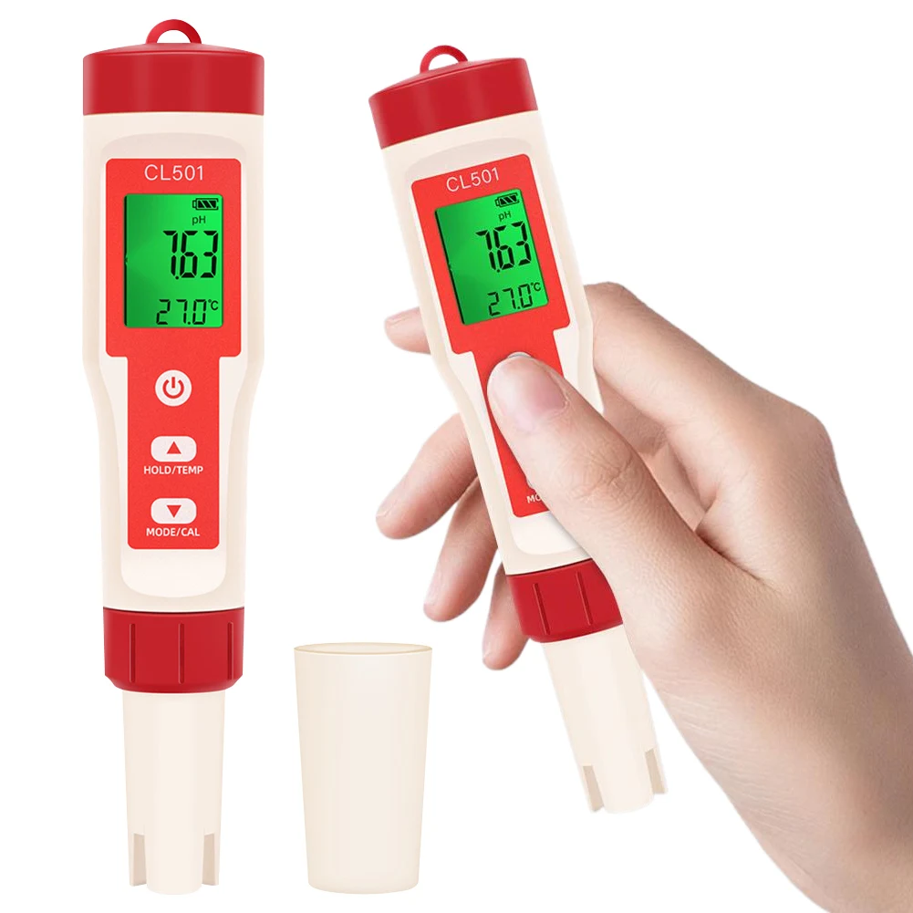 

Цифровой тестер качества воды 5-в-1 PH/CL2/H2/ORP/измеритель температуры для бассейнов, питьевой воды, аквариума